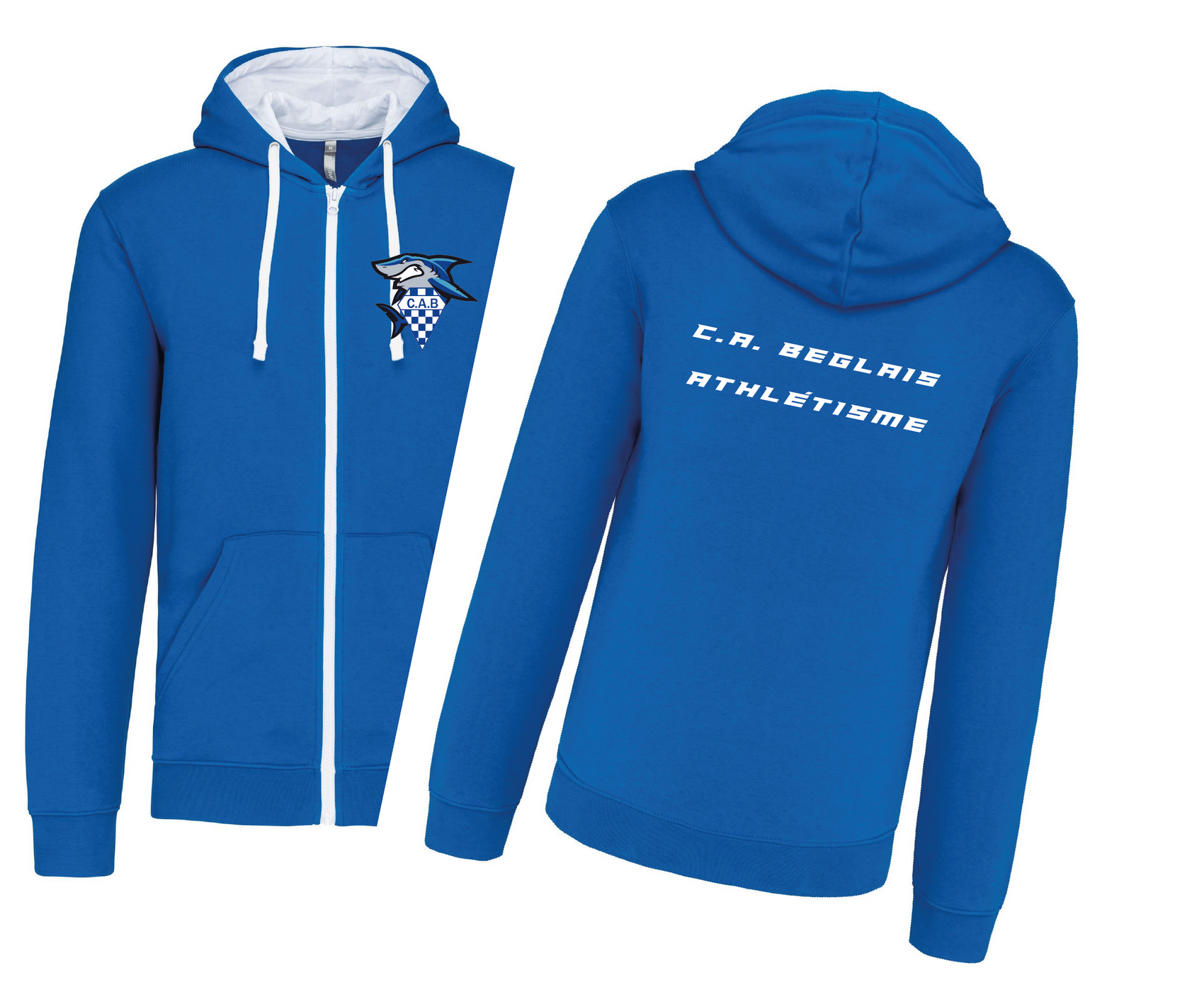 Sweat SHARKY Bicolore Capuche zippé Unisexe.