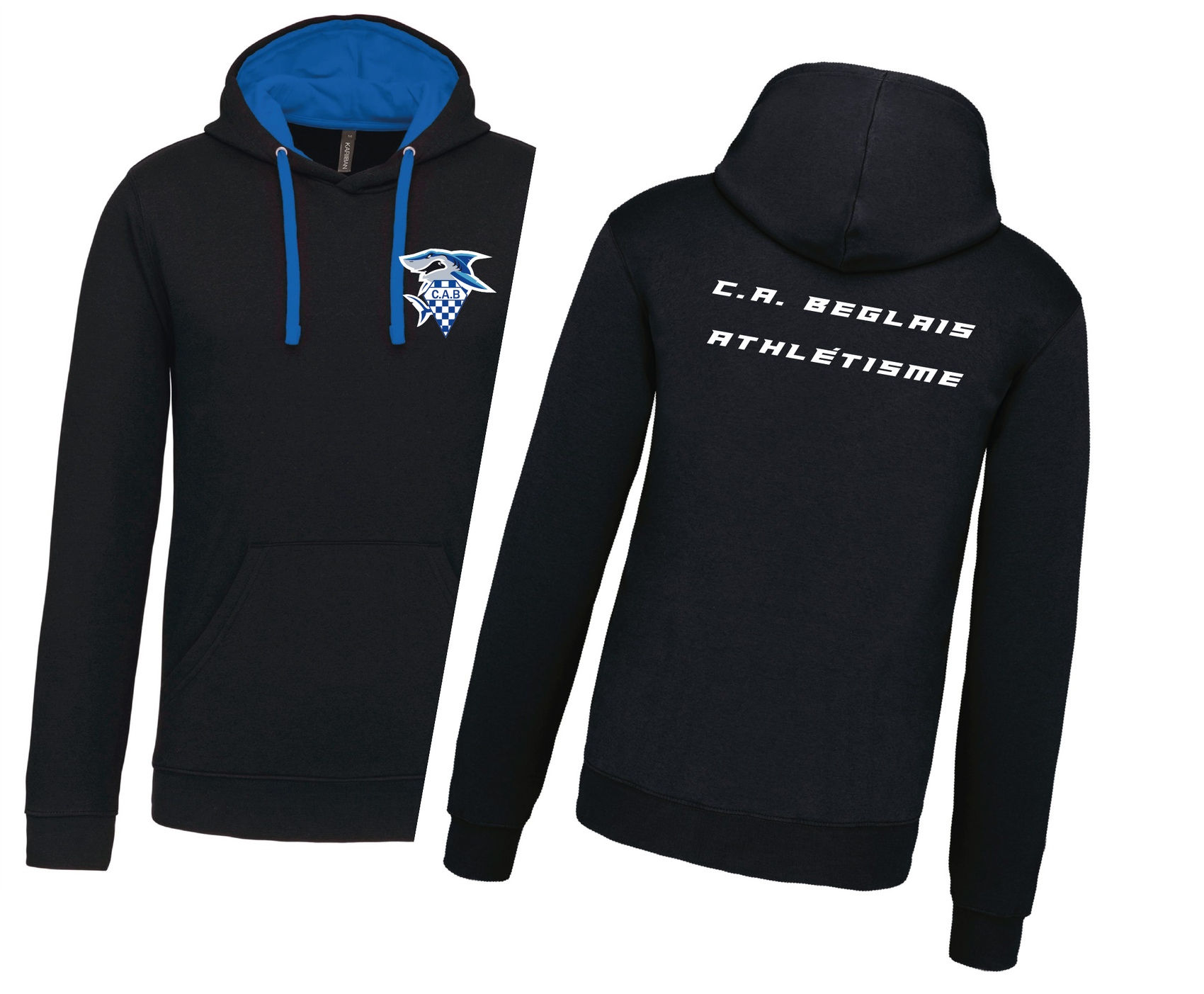 Sweat SHARKY Bicolore Capuche Mixte. CA Béglais