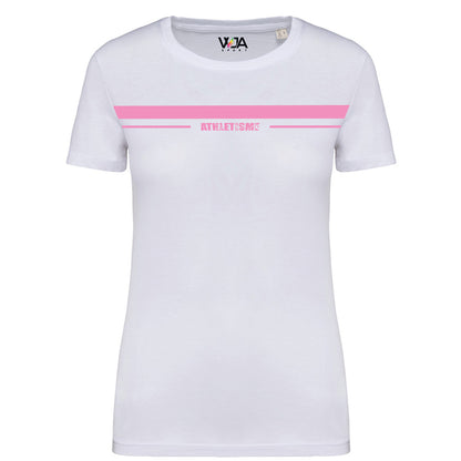T-shirt Femme Bio Athlé Bande Rose