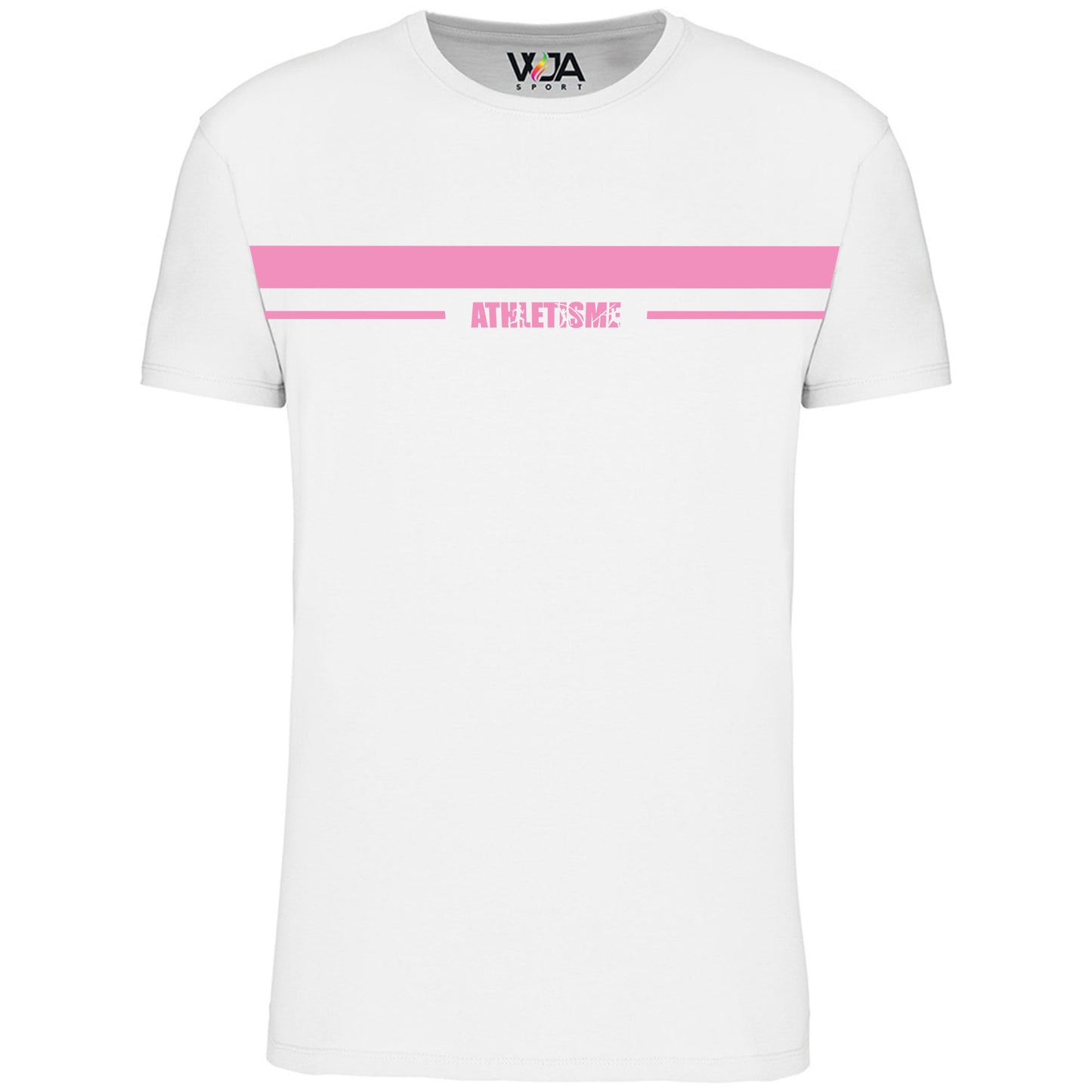 T-shirt Blanc Homme Bio Athlé Bande Rose