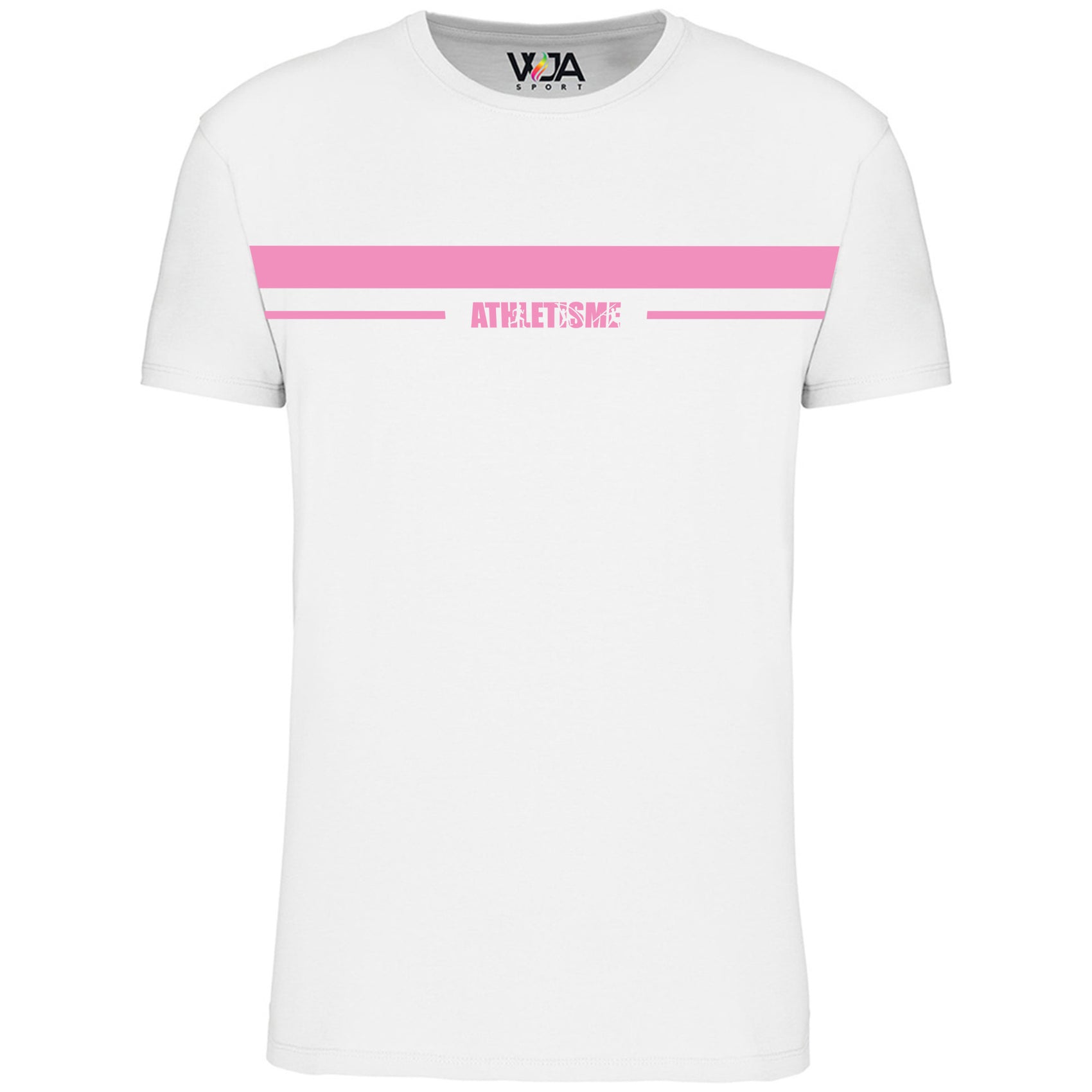 T-shirt Blanc Homme Bio Athlé Bande Rose