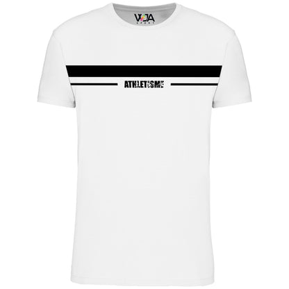T-shirt Blanc Homme Bio Athlé Bande Noir