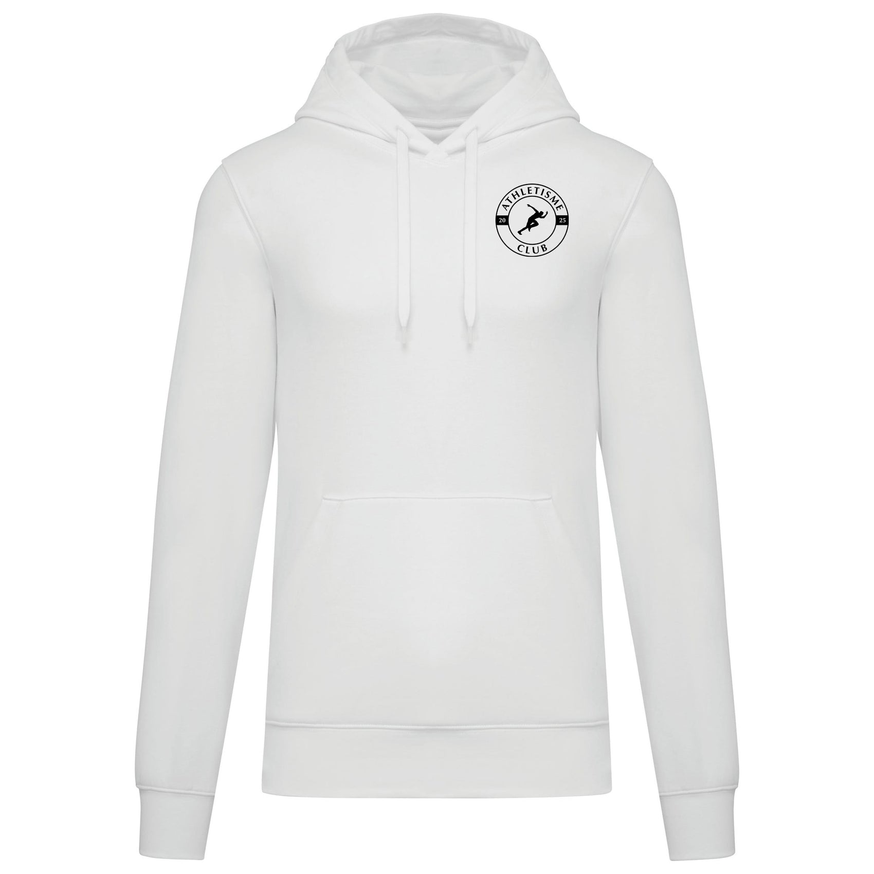 Sweat Capuche Blanc Homme Bio Athlé Cœur Noir