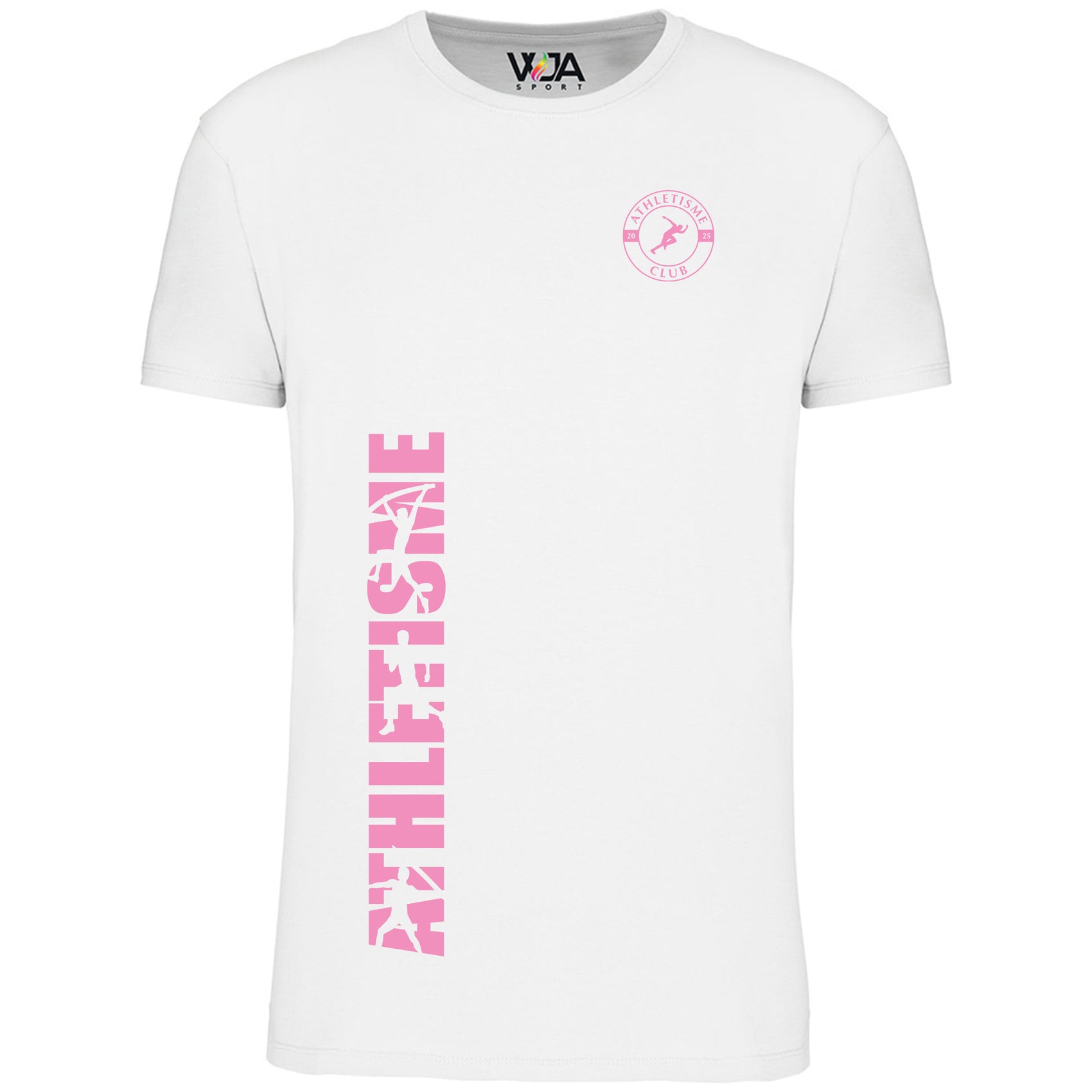 T-shirt Blanc Enfant Bio Athlé Combo Rose