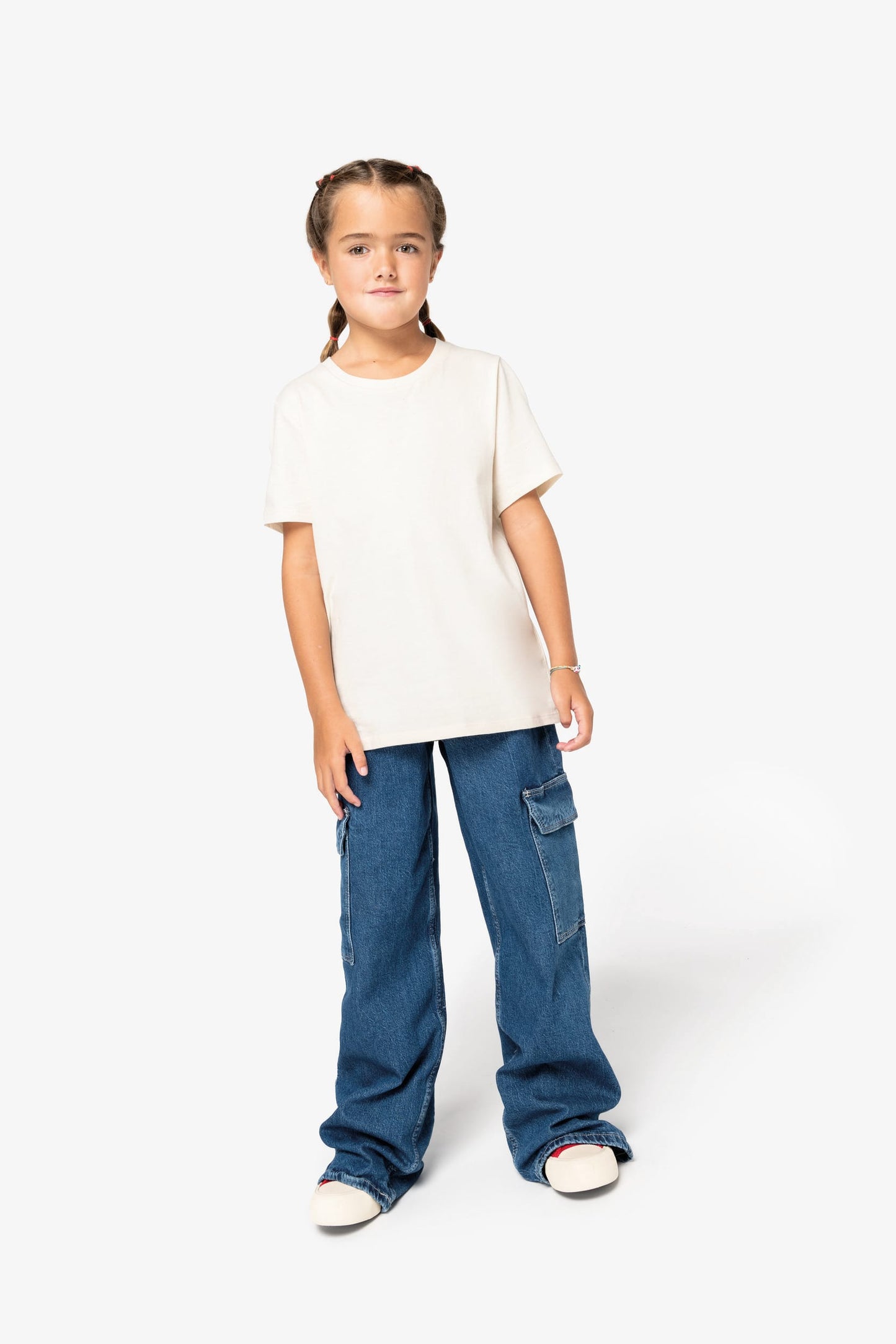 T-shirt Blanc Enfant Bio Athlé Cœur Rose